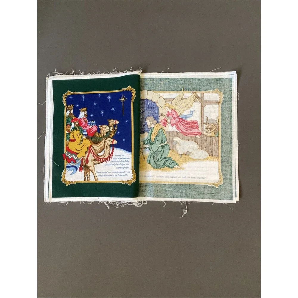 Vintage Christmas Cloth Book Sewing Panel THE NIGHT CHRIST WAS BORN DIY